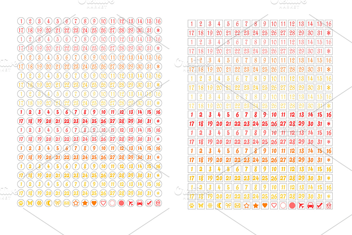 Date Number Planner Stickers, an Illustration by DigitalDesignAI (Photo 3 of 8)