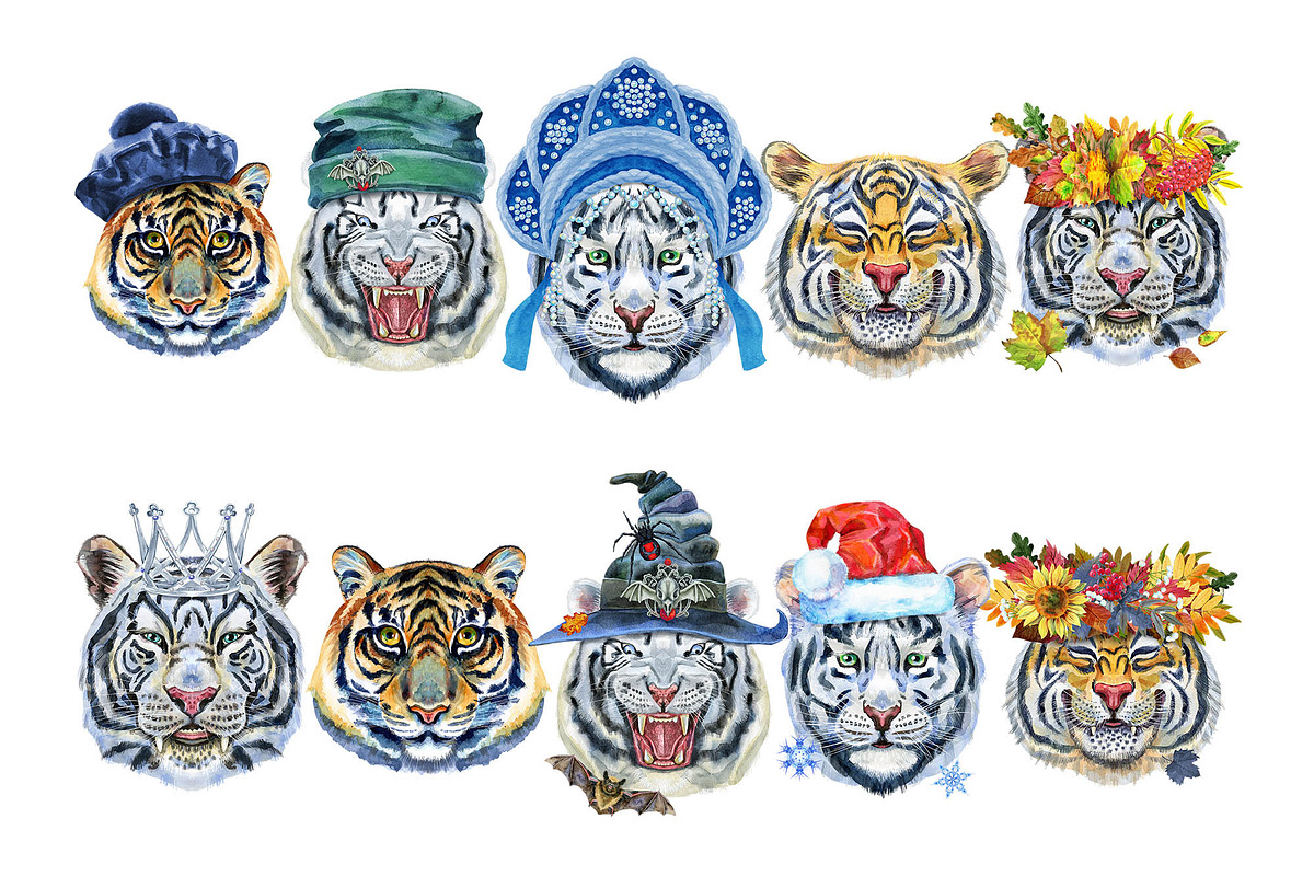 Watercolor borders from tigers, an Animal Illustration by Watercolor fantasy (Photo 7 of 7)