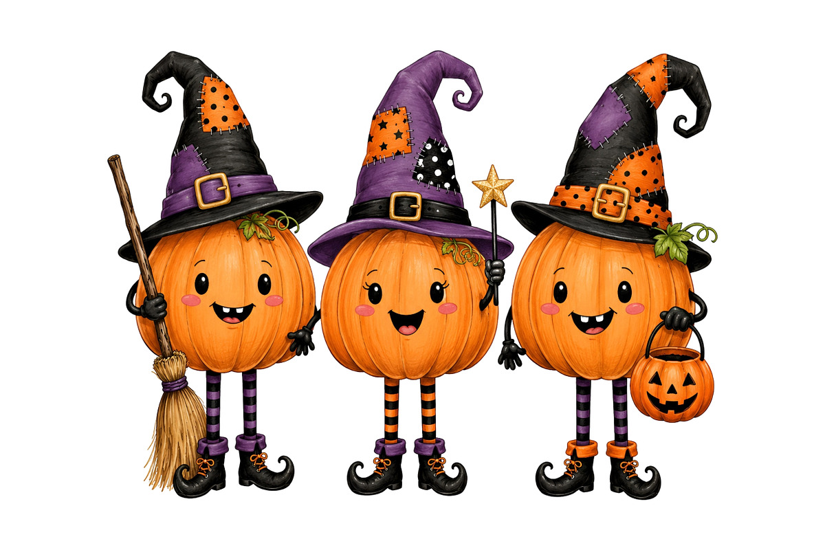 Trio Pumpkin PNG Clipart Bundle, a Seasonal Illustration by Nicolle's Colorful Art (Photo 6 of 6)