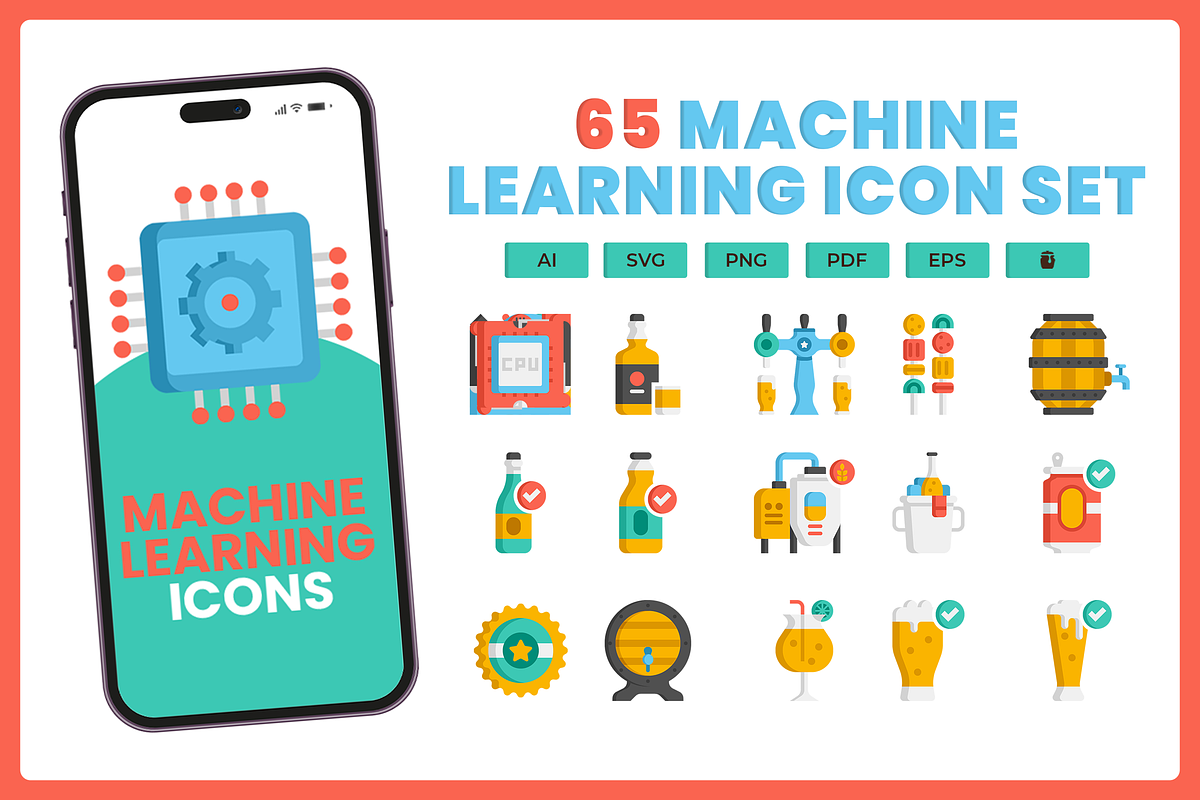 65 Machine Learning Icons, a Solid Icon by Flat Icons (Photo 1 of 7)