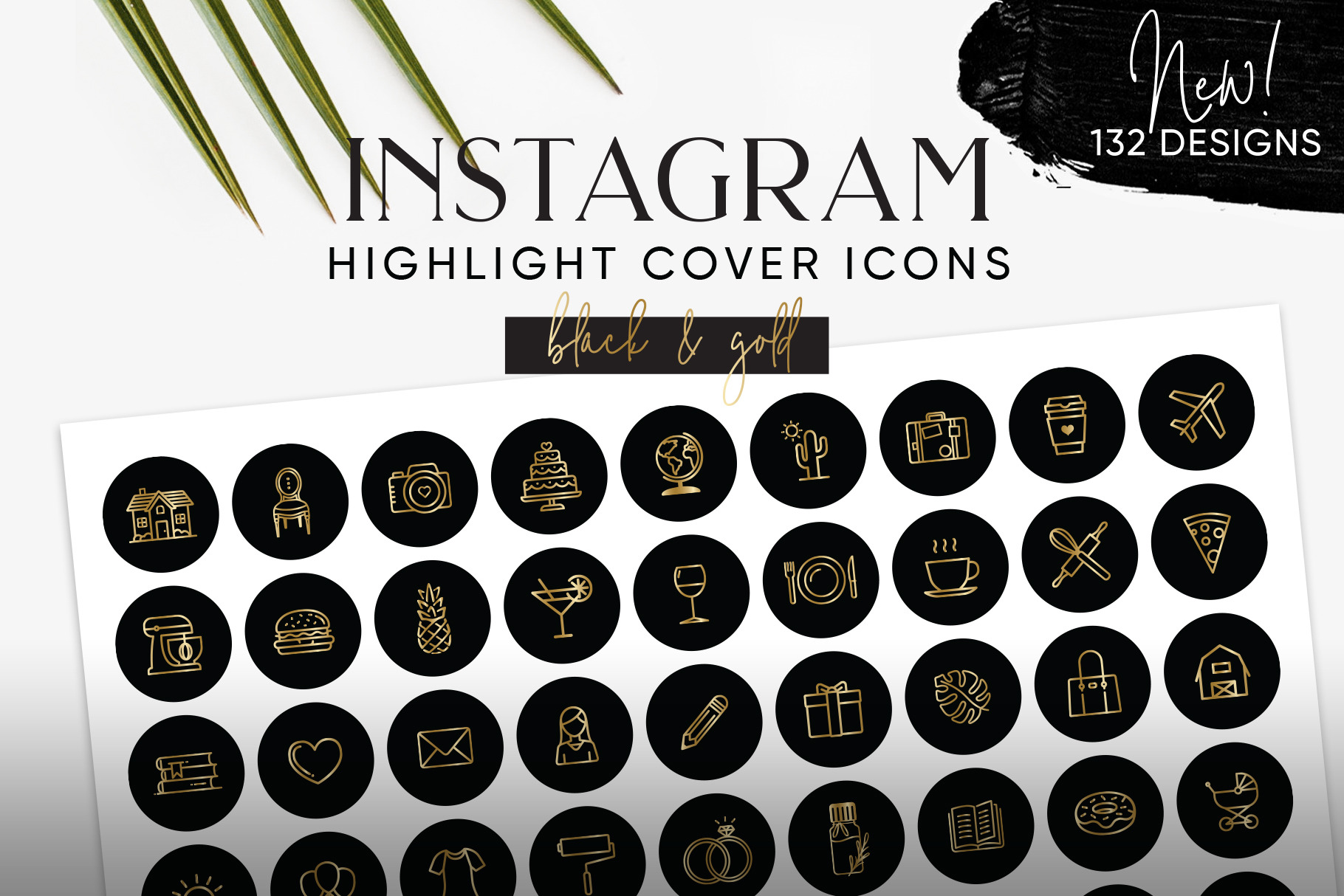 Black & Gold Instagram Cover Icons, a Social Media Template by Indie ...