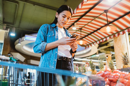 Portrait of young brunette woman with mobile phone, a Person Photo by progressman