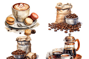 Coffee Shop Elements Clipart Bundle