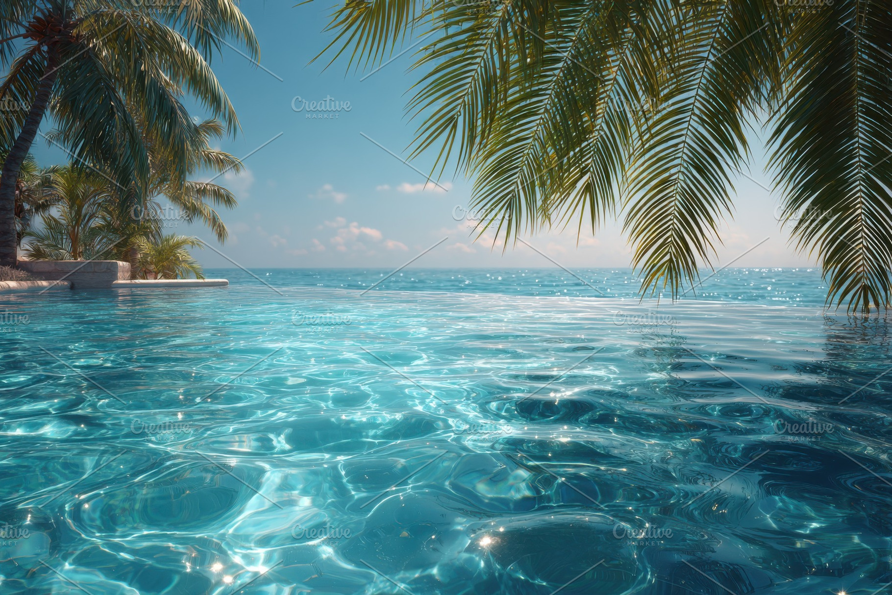 Tropical Pool Paradise Ocean View Pa, a Photo by Pixeness Studio