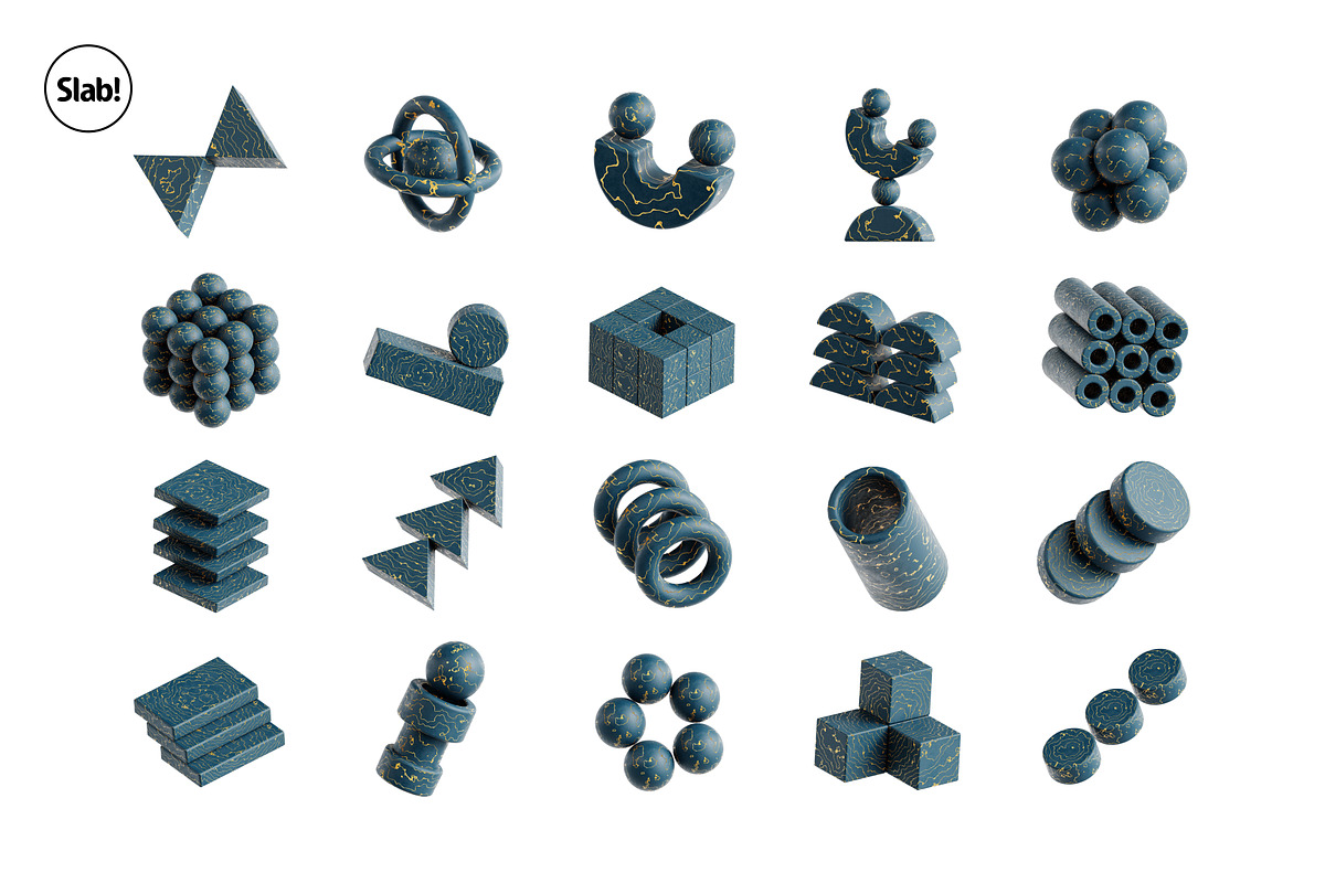 Dark Marble Abstract Shapes 3D Icon, an Object 3D Model by SLAB! Design (Photo 4 of 4)