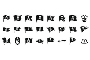 Jolly roger icon set. Pirate flag, an Object Illustration by Ylivdesign