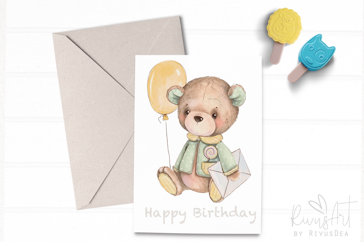 Vintage Teddy Bear illustration, an Animal Illustration by RivusArt (Photo 6 of 7)