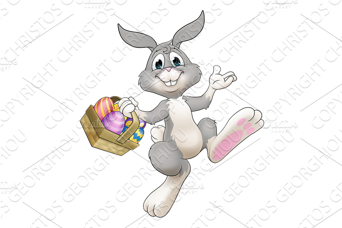 Easter Bunny Cartoon Rabbit With, an Illustration by Christos Georghiou