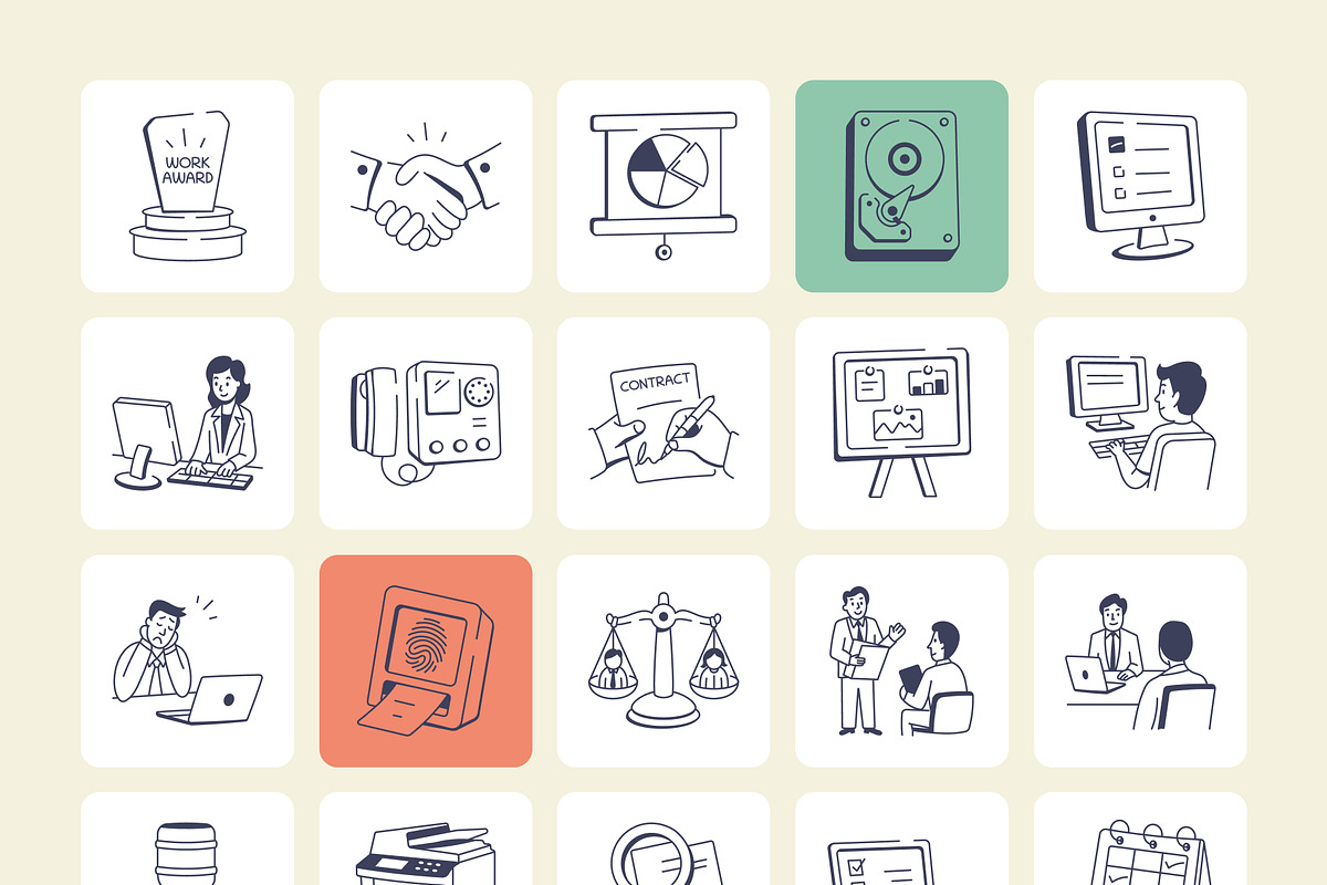 Work Doodles Icons, an Outline Icon by Vectors Market (Photo 8 of 8)