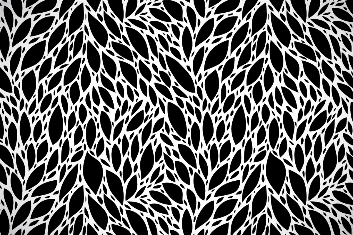 Black and white leaves pattern, a Pattern Graphic by Natalyon