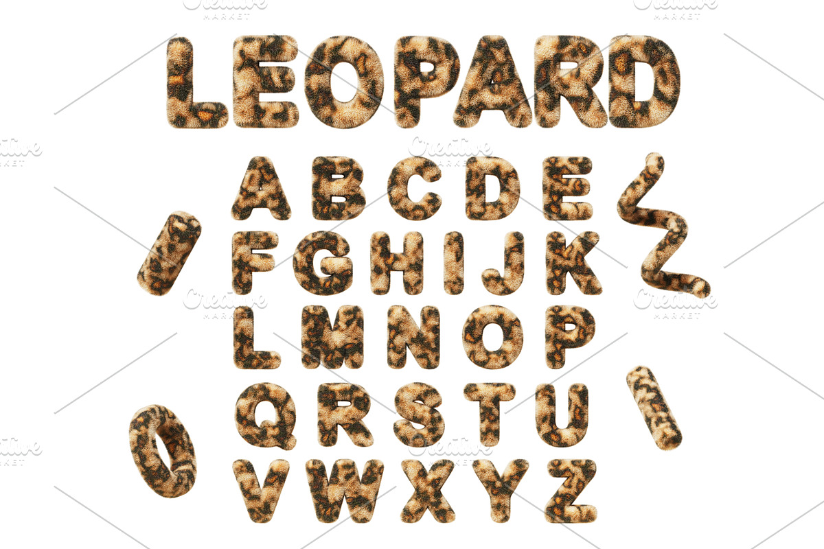 3d leopard text, alphabet with wild, an Animal 3D Model by Marozhkastudio