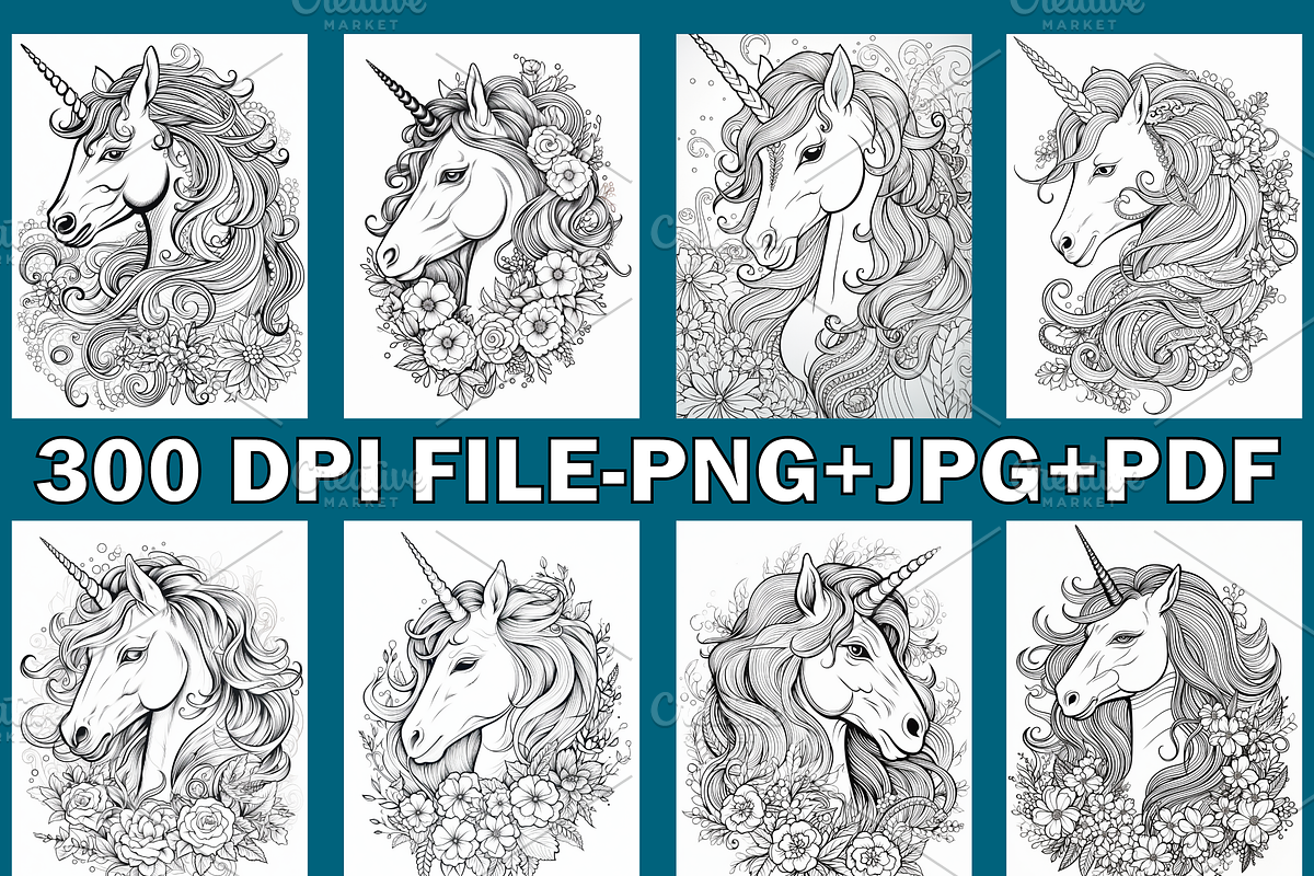 Floral Unicorn Coloring Pages For Ad, a Stationery Template by Design Station (Photo 3 of 5)