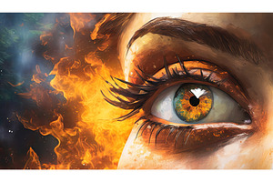 A fiery eye with intense orange and, an Abstract Photo by Igor Tichonow