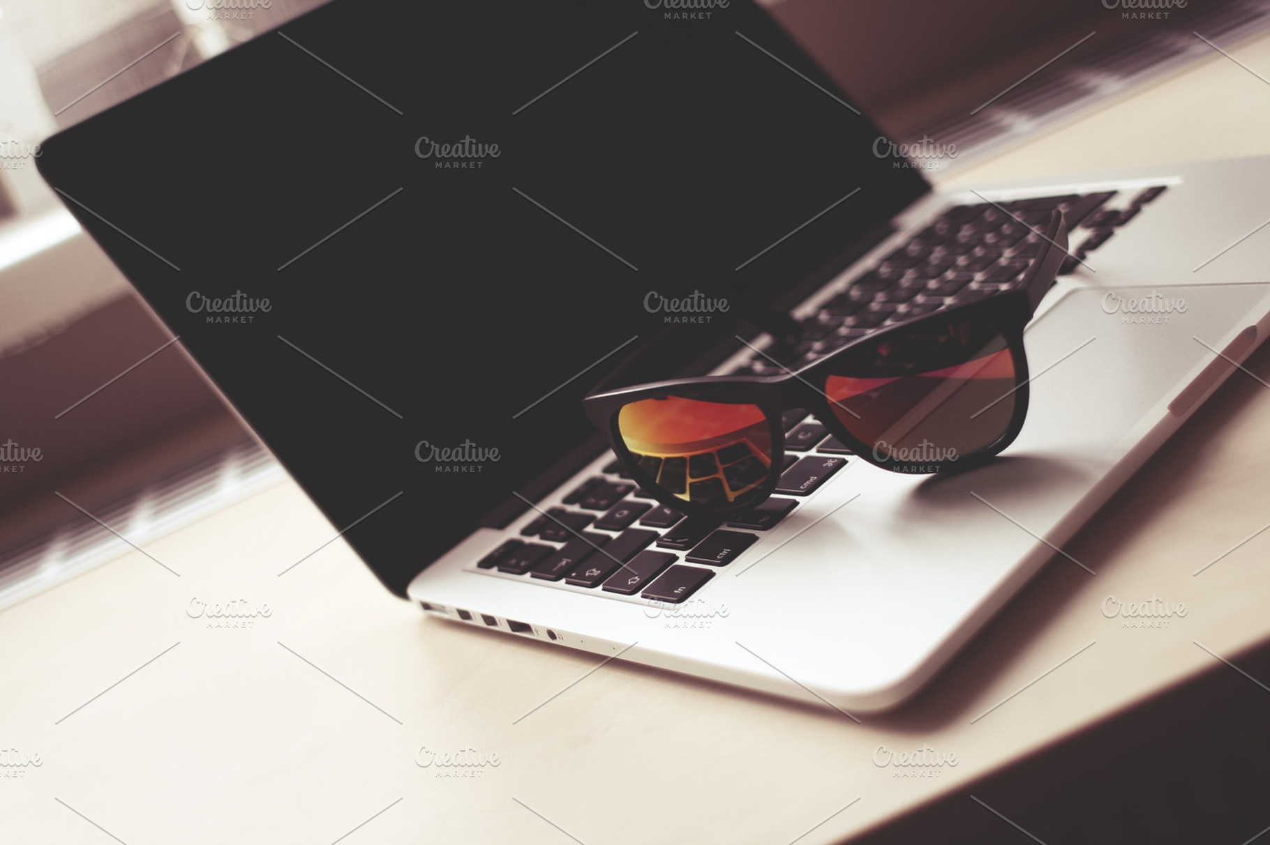 Macbook with fashion glasses 1 stock photo containing macbook and pro