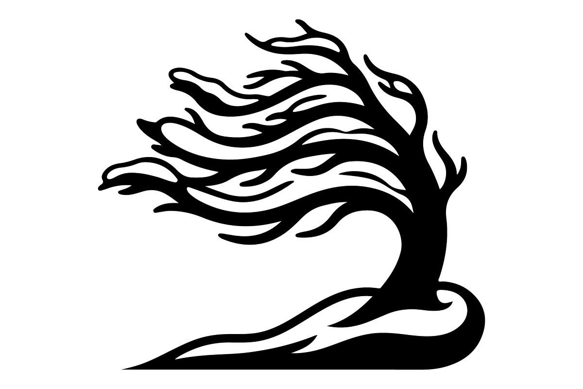 Windblown Tree Silhouette, an Object Illustration by Gfx_Store (Photo 13 of 16)