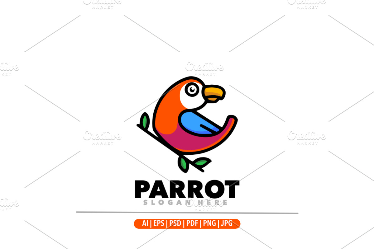Cute mascot parrot logo design, a Branding & Logo Template by Bayuktx