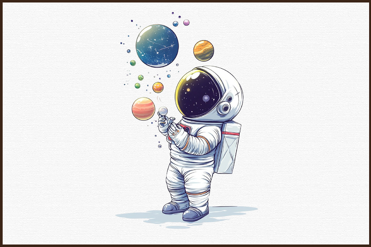 Watercolor Cute Astronaut Clipart, an Illustration by Sublimation Artist (Photo 3 of 6)