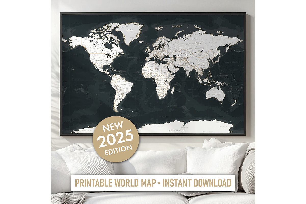 Vector World Map - Large&Detailed, a Decorative Illustration by PorcuPen Works (Photo 6 of 8)