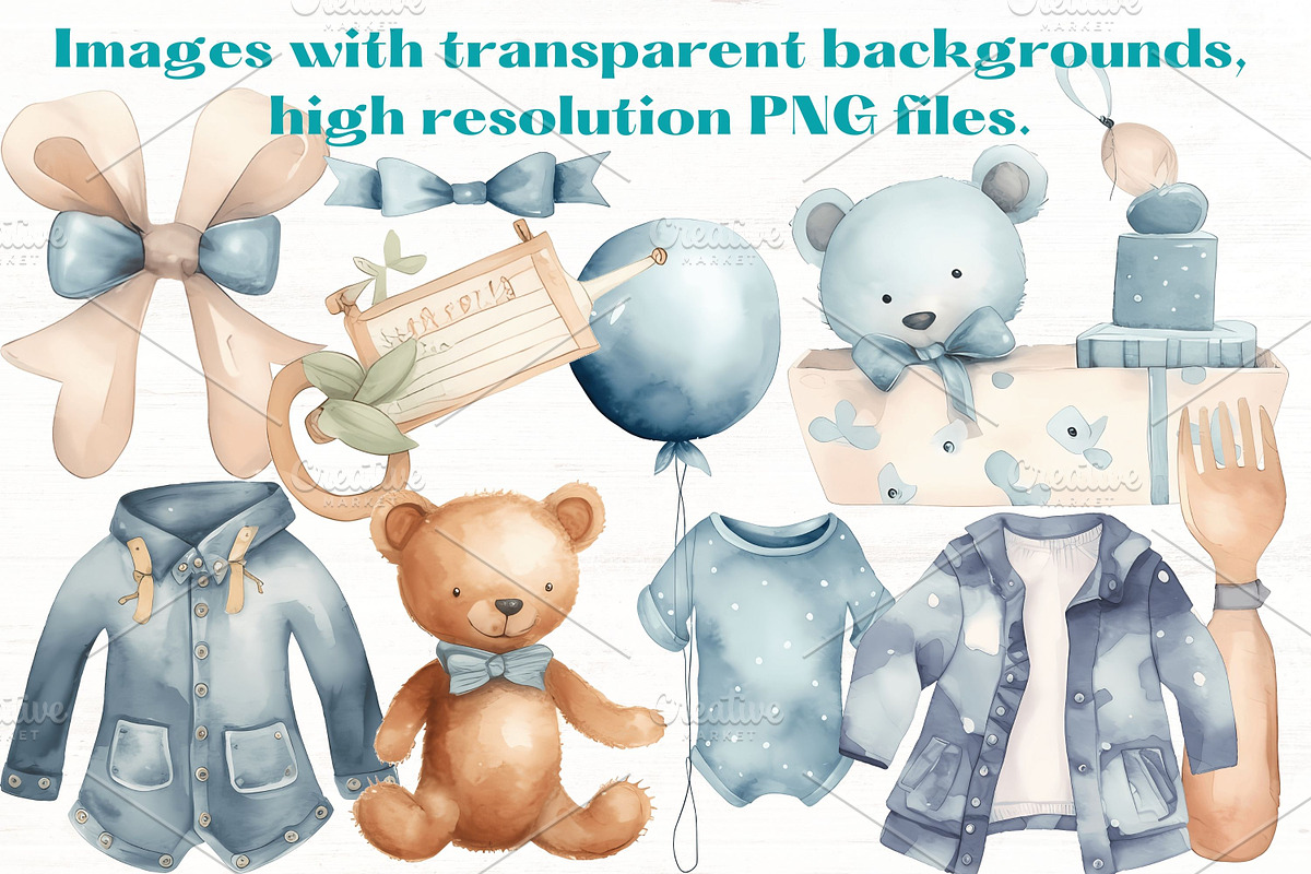 Baby Boy Blue Boho nursery clipart, a Person Illustration by Mermaids Cove (Photo 2 of 10)