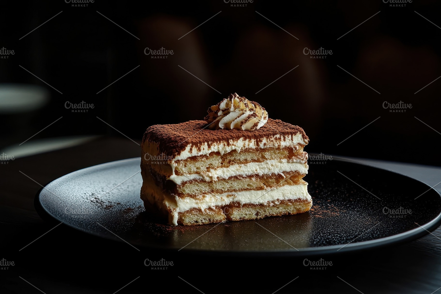 Delicious slice of tiramisu cake, a Photo by Pavel_design