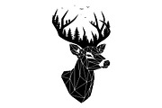 Deer Antler Silhouette Bundle, an Object Illustration by yasushie (Thumbnail 26 of 31)