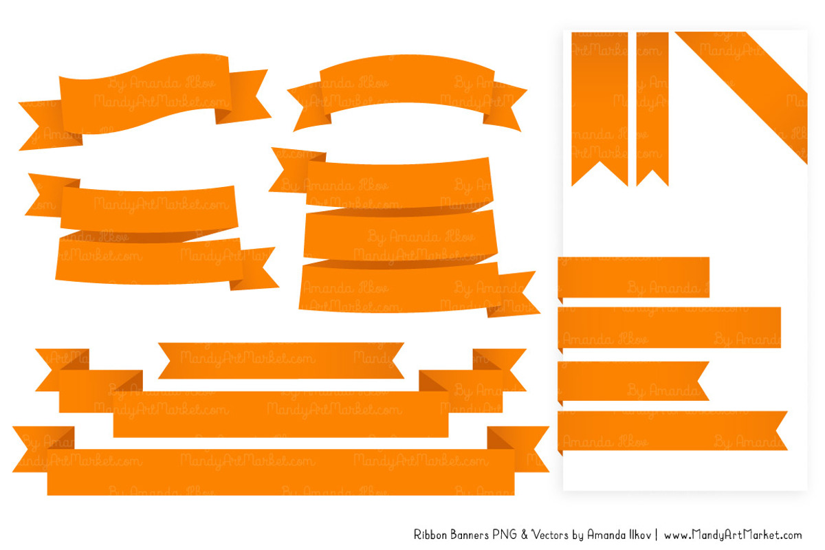 Orange Ribbon Banner Clipart, an Illustration by Amanda Ilkov (Photo 4 of 4)