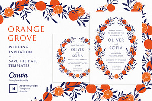 Orange Grove Wedding Invite Bundle, an Invitation Template by Wedding Whippet