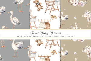 Watercolor Newborn Clipart Cute Set