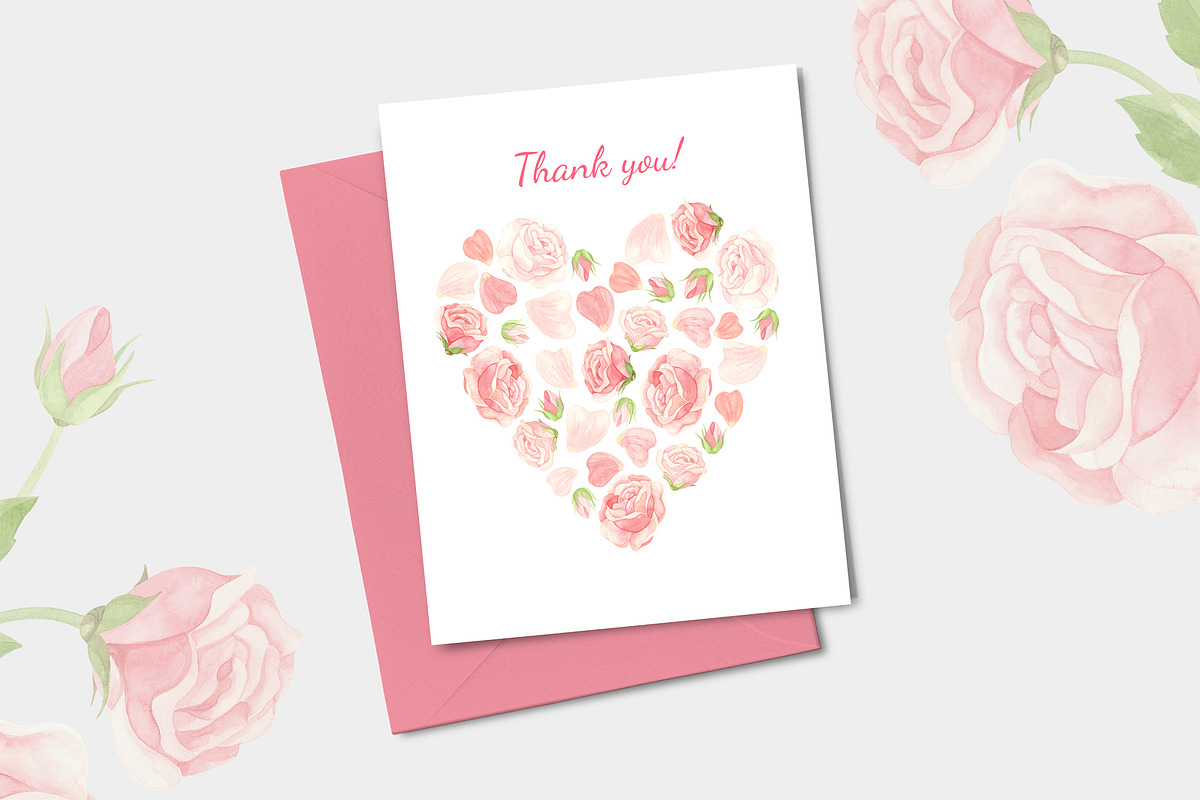 Watercolor pink and red roses, an Illustration by Valin Malin (Photo 16 of 16)