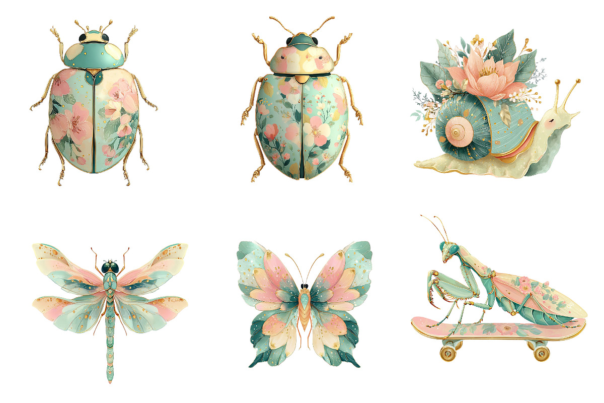 Spring Insects Garden Clipart, an Illustration by CreationArt (Photo 6 of 6)