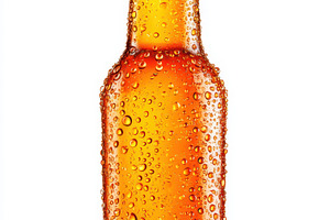 Cold amber beer bottle with condensation, a Food & Drink Photo by AlyaAnd