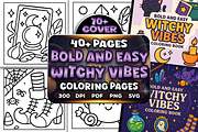 Bold Easy Witchy Vibes Coloring Page, a Seasonal Illustration by Craftsbeefy (Thumbnail 1 of 4)
