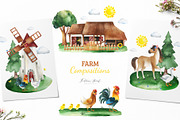 Watercolor Farm Collection., an Animal Illustration by Kate_Rina (Thumbnail 6 of 9)