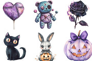 Pastel Goth Halloween Clipart, an Illustration by CraftArtStudio (Thumbnail 2 of 6)