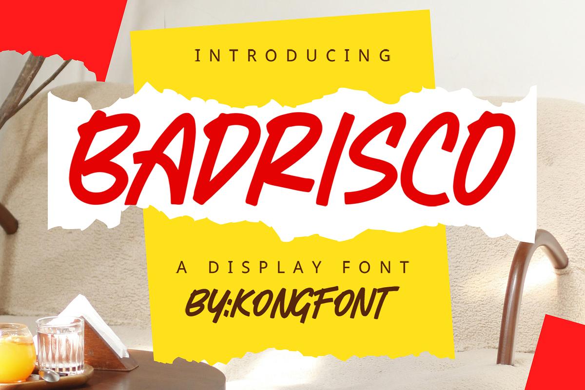 Badrisco - A Display Font, a Sans Serif Font by overlaytemplates (Photo 1 of 5)
