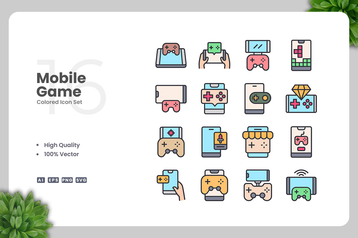 Mobile Game Colored Icons, an Icon by Upnowgraphic