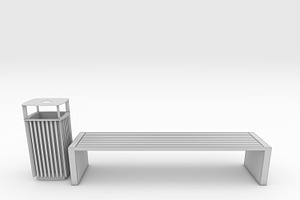 3D Model Bench Park 35