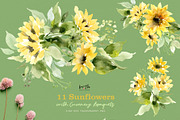 Sunflowers with Greenery Watercolor, an Illustration by Kim Thoa Designs (Thumbnail 2 of 8)