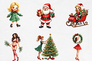 Vintage Christmas Pin Up Girl Clipar, an Illustration by CrexoraLab (Thumbnail 3 of 5)