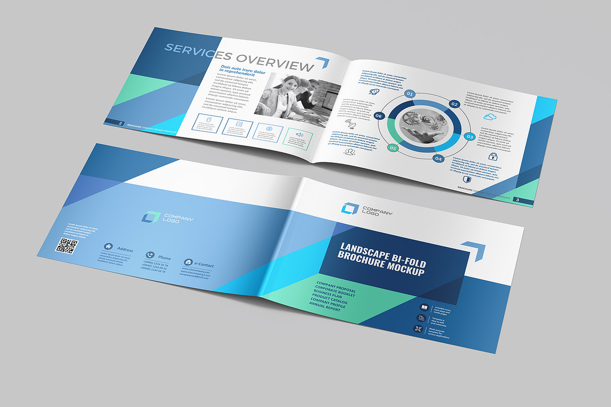 A4 Landscape Bi-Fold Brochure Mockup, a Books & Magazine Mockup by Illusiongraphic (Photo 9 of 17)
