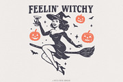 Feelin Witchy PNG, Retro Witch, an Illustration by SharpMarketplace (Thumbnail 1 of 9)