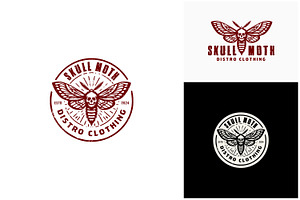 Moth Wingspan Skull Label Logo, a Branding & Logo Template by Enola99d