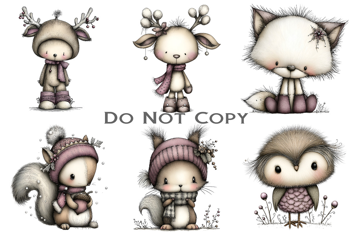 Whimsical Winter Animal Clipart, an Illustration by Craft Nest (Photo 6 of 8)