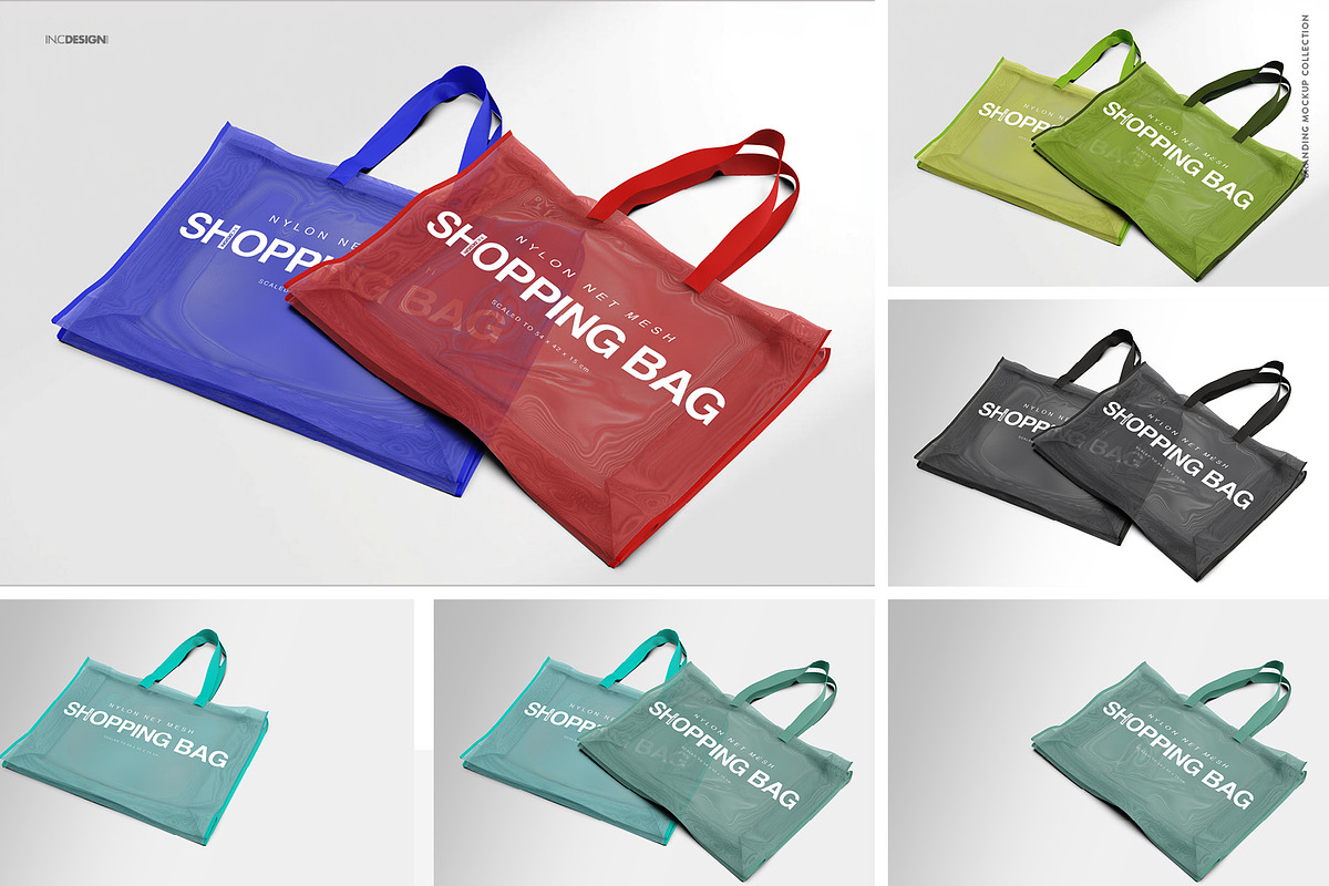 Nylon Net Mesh Shopping Tote Mockup, a Packaging Mockup by INCDesign (Photo 3 of 22)