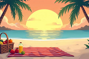 Sunset Picnic On A Quiet Tropical Is, a Photo by LOGOCREATIVE