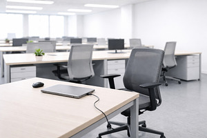 Empty office space with multiple des, a Photo by Dvoevnore photos