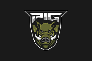 Pig Mascot Esports Logo Vector Templ
