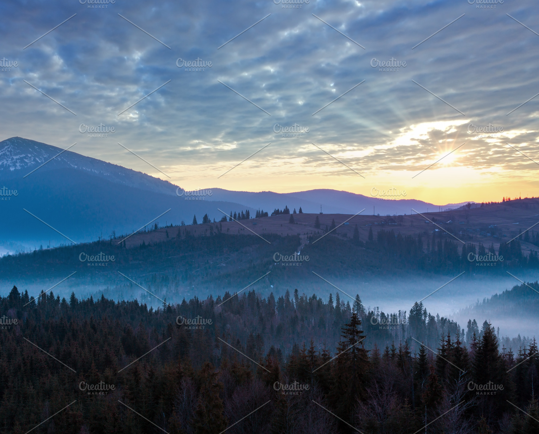 Early morning spring Carpathian mountains, a Nature Photo by YuriyB