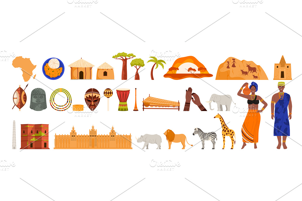 Travel to Africa infographic set, an Animal Illustration by Flashvector