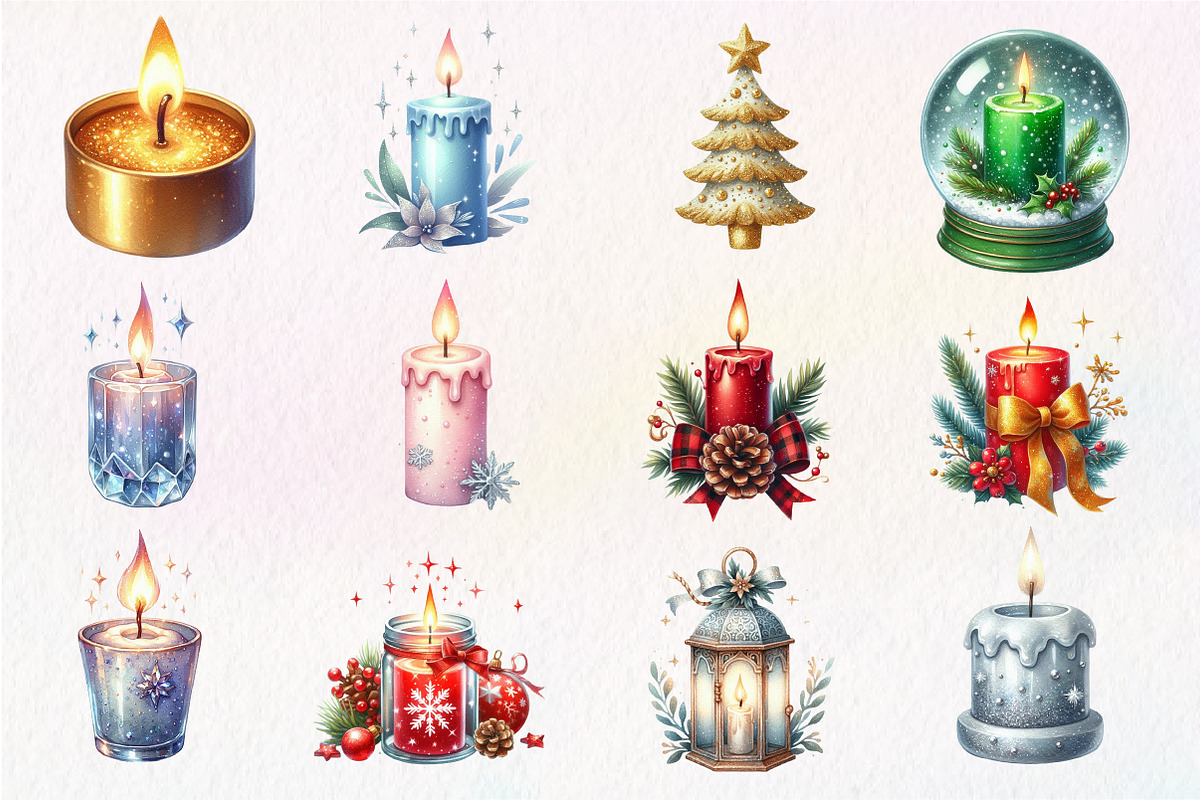 Christmas Glitter Candle Clipart, an Illustration by Dream Creation (Photo 2 of 4)